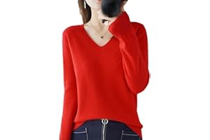 KELSIOP Ladies Sweater Autumn Winter Cashmere Knit V Neck Sweater Casual Soft Slim Basic Sweater Sweater