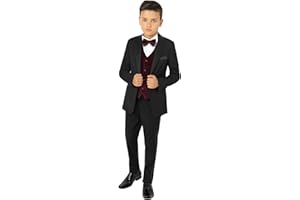 Paisley of London, Boys Black Tuxedo with Velvet Waistcoat, Boys Prom Suit, 1-13 Years