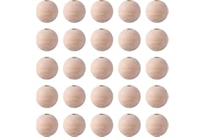 Craftdady 200 cuentas de madera de 25 mm, redondas, naturales de madera encerada, espaciador de madera, color blanco floral, para decoraciones, joyería, artesanía, 6–7 mm, agujero grande