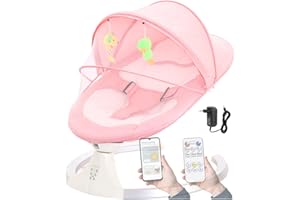 Wrneaoch Balancelle Bebe Electrique, Transat Bebe avec télécommande et Bluetooth, Transat Bebe Electrique pour se connecter au Smartphone, Transat bébé pour Enfants Jusqu’à 18 kg de Poids, Pliable
