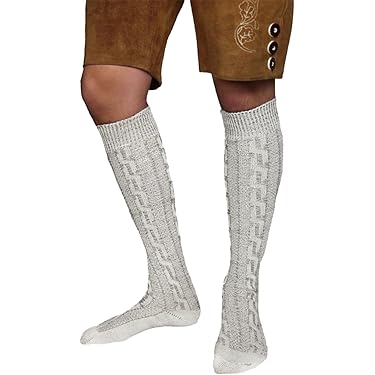 Trachtensocken Herren 40cm Lang - Bayrische Socken Mit Zopfmuster Für Oktoberfest