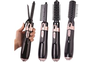 Felenny 4 in 1 Hair Dryer Brush Hot Air Brush Set, Hot Air Brush Kit for Hair Styling,Dryer Hair Curler Straightener Styling Brush for Women, for Hair Straightening, Smooth, Fringe Curler, Fast Drying