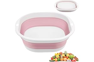 Flintronic Barreño Plegable, Lavabo Portátil, 3.5L Palangana Plegable Multifuncional Cuenco Plegable Portátil Que Ahorra Espacio para Lavar Verduras, lavavajillas, Ropa Interior (Rosa/Pequeño)