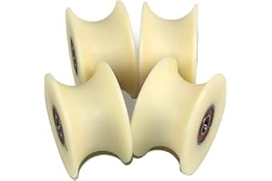 (80-43-12) 4 pieces x 80 mm diameter milled nylon pulley, various groove sizes, made in the EU (43 mm groove 12 mm bearing)