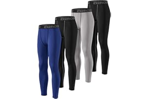 Orrfreer 4 Pack Kids Boys Compression Leggings Active Base Layer Sports Quick Dry Tights for Football, Running,Ski