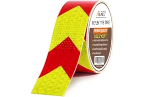 AISEY Reflective Tape Waterproof High Visibility Red & Yellow, Industrial Marking Tape Heavy Duty Hazard Caution Warning Safety Adhesive Tape Outdoor 2 Inch by 30 Feet