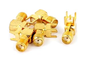SOURCING MAP Sourcingmap® 5 szt. złoty odcień SMA żeński do męskiego 90 stopni lutowany montaż PCB złącze RF