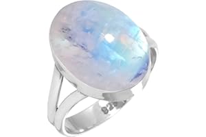 JEWELOPORIUM 925 Sterling Silber Handgemacht Ring for Frau 12 x 16 Oval Edelstein Boho Silber Schmuck for Gift (99029_R)