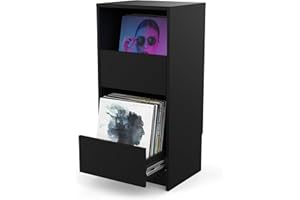 Glorious Vinyl Vault - Armario para Discos de Vinilo con cajones de Cierre Suave para LPs de 12 Pulgadas, Capacidad para 160 álbumes, diseño Modular, Color Negro