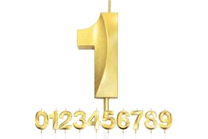 MAKOTO NOBU Nummer 1 Geburtstagskerze, 1. Geburtstag Kerze, 3D Design Gold Glitter Nummer Kerzen, Cake Topper Dekorationen, Kuchen Kerze für Geburtstagsparty, Hochzeitstag, Baby-Dusche, Party-Dekoration