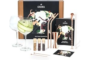 Cocora Gin-Tonic Set Cadeau | Kit Cocktail 11 pièces |Accessoires Gin | Verres à Cocktail Gin Tonic | Épices (Or Rose)