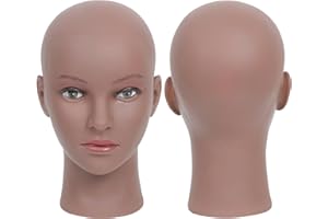 RUISIMEI Cosmetología Mujer Calvo Maniquí Maniquí Cabeza para Pelucas de Pelucas de visualización Sombrero Gafas de visualización con Pinza Libre (06gt, 20 Inch)