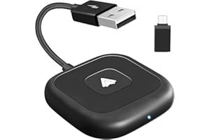TENEVEAMO Adaptador Android Auto Inalambrico para Android 11 y Superior,5GHZ Adaptador Inalámbrico Android Auto con Adaptador Tipo C para Coches Android Auto con Cable de Fábrica OEM,Conexión Automática,Negro