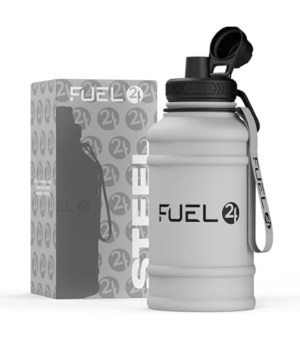 Fuel24 Manicotto per caraffa in acciaio inox, 2,2 l, 1,3 l, bottiglia d'acqua non inclusa (leopardo, 2,2 l