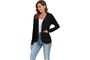 TownCat Cardigan Femme avec Poches Léger Long Manches Longues Décontracté Minces Elegant Coupe Ajustée Longue Manteau À La Mode Et Polyvalent
