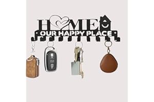 GOSLYLY Portachiavi da parete, ganci per chiavi, montaggio a parete, in metallo nero, ganci per chiavi con10 ganci, resistenti, per corridoio, bagno, cucina, soggiorno, camera da letto, ufficio, garage.