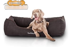 Knuffelwuff Orthopädisches Hundebett Amelie aus Velours mit Handwebcharakter XL 105 x 75cm Schwarz - abnehmbarer Bezug - waschbar - für große, mittelgroße und kleine Hunde