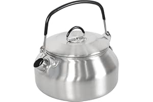 ZIMOER 1 L Bollitore da Campeggio Teiere da Campeggio, Bollitore dell'Acqua e Tè Bollitore Portatile Acciaio Inossidabile per interni ed esterni Campeggio Escursionismo Bollitore (Argento)