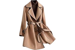 L9WEI Manteau long pour femme avec ceinture - Élégant - Longueur genou - Trench - Coupe-vent - Veste de transition - Avec poches