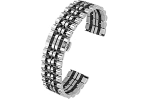 Kai Tian 5 kolorów do elastycznego paska do zegarka, polerowany, 7 rzędów, 20 mm, 22 mm, pasek do zegarka ze stali nierdzewnej, szybkie odpinanie, metalowa bransoletka do zegarka, zapięcie