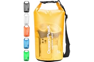 Henrycares Dry Bag wasserdichte Tasche, 20L 10L 5L 2L Wasserdichter Packsack mit Schultergurt und Wasserfester Handyhülle, Schwimmen, Baden, Strand, Kanu, Stand Up Paddling, Tauchen