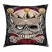 Produktbild tgyew Gothic Decor Throw Pillow Cushion Cover by, Skull with Crown Roses Bones Dead King Halloween Illustration, Decorative Square Accent Pillow Case, 18 X 18 Inches, Tan Marigold Dark Grey red