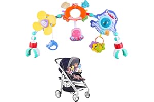 DigHealth Baby Kinderwagen Spielzeug Spielbogen, Kinderwagenkette Spielzeug mit Babyrassel und Windmühle, Babyspielzeug zum Aufhängen für Babys und Kleinkinder 0 3 6 9 12 Monaten