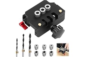 MVYSTICCHARVN Dima per Fori Legno, Ausilio di Foratura CNC per Leghe di Alluminio, con Bussola di Foratura, Anello di Fine Corsa e Punta, per la Foratura di Precisione Nella Lavorazione del Legno (Nero)