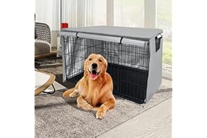 EASYBYMALL Funda para jaula de perro – Funda resistente de tela Oxford para caseta de mascotas, cubierta de jardín para perro para protección de jaulas de perro de alambre (gris, 124,5 x 79 cm)