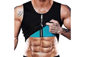 YAOTT Chaleco Sauna Deportivo Hombre Faja Reductora Adelgazante Hombres Compresión Camiseta Reductora para Adelgazantes Sudoración Camiseta Térmica sin Mangas de Sauna con Cremallera para Deporte Fitness