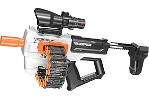 ZUKZYTHEPSOR Pistola mitragliatrice realistica in schiuma con bullone manuale, 24 caricatori di freccette e 40 freccette in schiuma, precisione a lungo raggio, ragazzi, ragazze, per compleanno, Natale