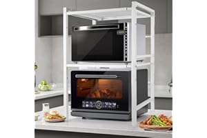 Huole - Organizador de cocina con espacio para microondas, 2 estantes, encimera, soporte adhesivo, 40/64 x 36,5 x 78 cm, blanco