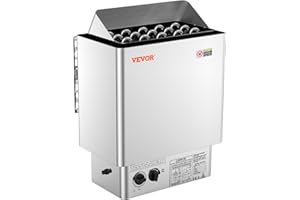 VEVOR Poêle de Sauna Électrique Portable Inox, 8 kW, 400 V 3 N, avec Minuterie 3 h, Contrôleur Intégré, 110℃ Max, pour Sauna 8-12 m³, Utilisation Commerciale de Douche Spa Hôtel, Pierres Non Incluses