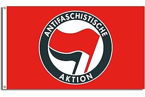 FlagShipper 90x150 cm – Stoffflagge mit Motiv „Antifaschistische Aktion“ – Für Demo, Kundgebung & Wahlveranstaltung – Europawahl & Bundestagswahl – wetterfest & robust (Rot)