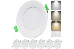 Benaep LED Recessed Ceiling Lights, 7W Ultra Slim LED Downlights, Warm White 3000K Neutral White 4000K Cool White 6000K, IP44 Dimmable Spotlights for Bathroom Kitchen Living Room,White 6 Pack