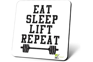 KRUZROYAL CS906 Eat Sleep Lift Repeat/Gift for Gym Lover Novelty Funny Coffee Tea Drink Gift Glossy MDF Wooden Coaster