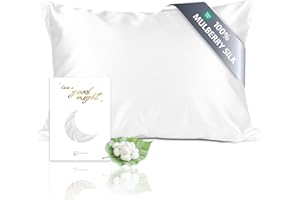 townssilk Funda de almohada reversible de 100 % seda de morera pura de 19 mommes, para la salud del cabello y la piel, 40 x 70 cm, con cremallera oculta, 600 hilos, blanco