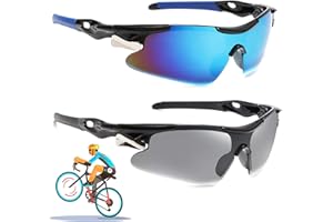 Carreuty 2 Gafas Polarizadas para Bicicleta, Protección UV400 Gafas de Sol Deportivas para Hombre Mujer, Gafas Ciclismo Gafas de Sol Deportivas para Andar en Bicicleta, Correr, Escalar, Camping, Golf