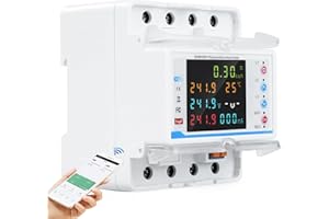 DEWINLVD Wifi contatore energia elettrica trifase 100A 380V AC contatore elettrico wifi contatore bidirezionale con controllo del tempo/protezione da sovratensione/sovracorrente.