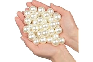 YIXUAN Élégant Perle Bijoux 45 Pièces 20mm Plastique Perle de Decoration/les DIY Bijoux Colliers/Decoration Mariage/Fête d'anniversaire Décoration Vase Maison (Ivoire 20mm)