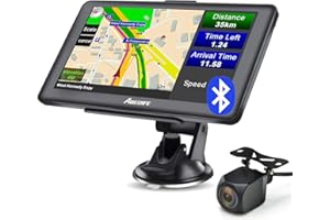AWESAFE Sat Nav with Reverse Camera, GPS Navigation for Car UK EU Map, GPS Navigator Lorry Truck with Voice Guidance and Speed Camera Warning