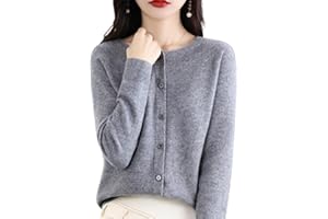 JEEEUN Women's Cashmere Cardigan Sweater, Cashmere Button Front Long Sleeve Cardigan Soft Warm Knit Elastic Jumpers
