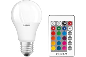 OSRAM Lampa LED | Trzonek: E27 | Ciepły biały | 2700 K | 9 W | matowe | LED Retrofit RGBW lampy z pilotem [Klasa efektywności energetycznej A+]