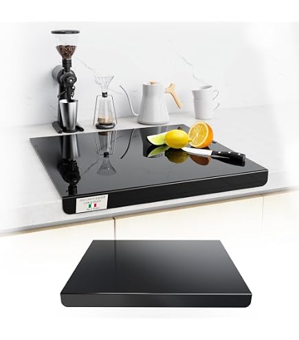 Tagliere In Acrilico Con Bordo 45x35 Cm - Antiscivolo, Nero, Per Frutta, Verdura, Pane, Pizza, Facile Da Pulire