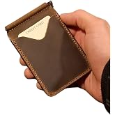 Erkek C&uuml;zdan Nat&uuml;rel Deri Metal Para Klipsli C&uuml;zdan & Kartlık Slim Kartlık (Taba)