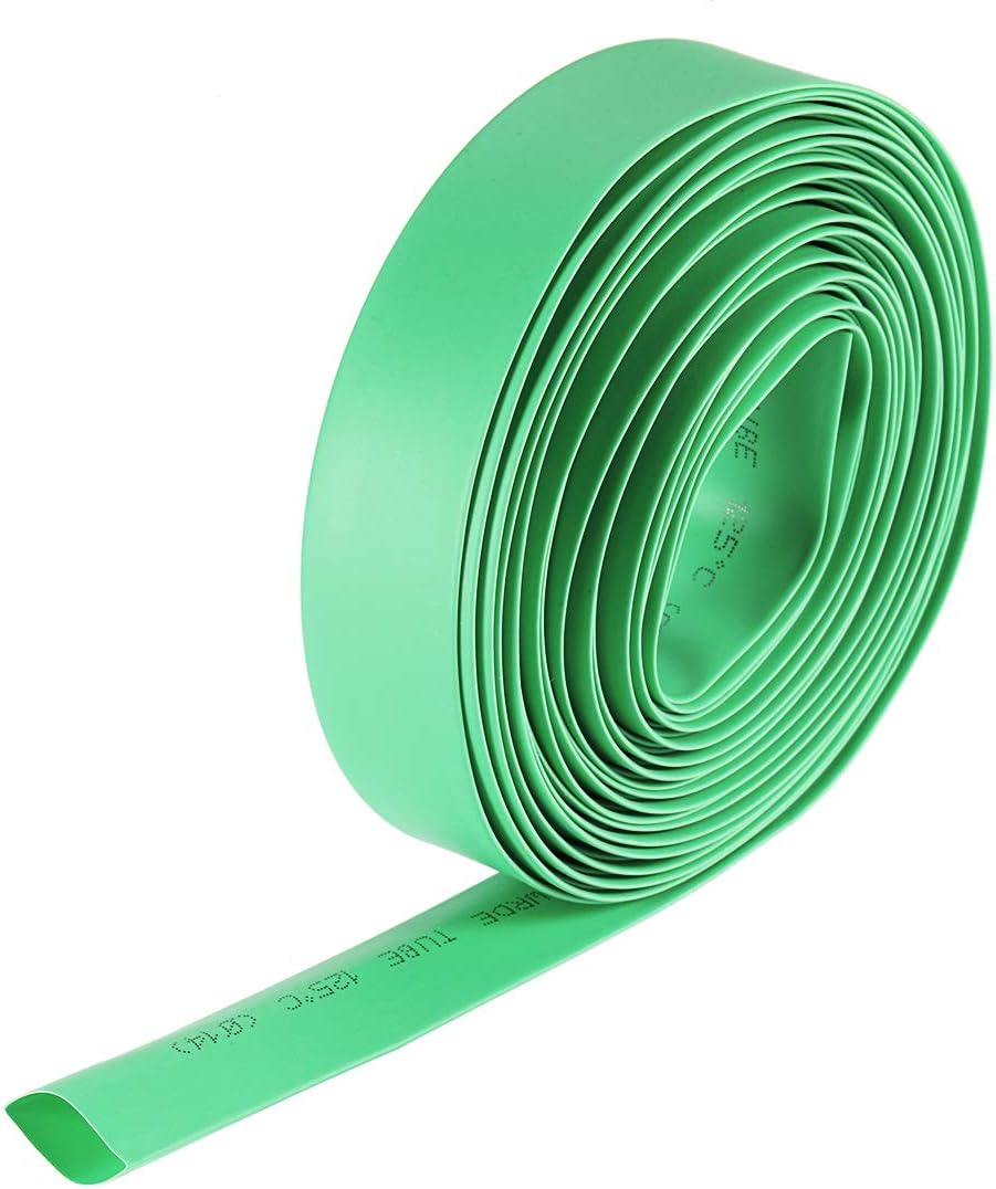 sourcing map Heat Shrink Tubing, 14mm Dia 2:1 Ratio Shrinkable Tube Cable Sleeve 7m - Green