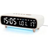 Lafocuse LED Digital Alarm Clock with Night Light, 8.2" Display, Dual Alarm, Snooze, Adjustable Brightness, DST, USB-C/Batter