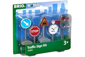 Brio World -33864 - Panneaux de Signalisation - Accessoire pour circuit de train en bois et circuit de voiture - Jouet pour garçons et filles à partir de 3 ans