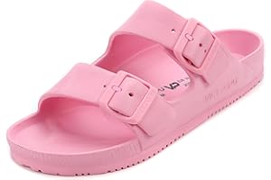 VICT POPU Women's Mules with Footbed Sandals Flat Non-Slip Summer Flip Flops Casual EVA Slides Adult Slippers