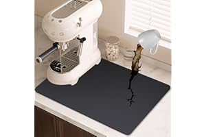 Zawaer Kaffeemaschine Abtropfmatte, Schnelltrocknend Abtropfmatte Geschirr (30 x 40cm), Saugstarke Trockenmatte für Kaffeemaschine, Küche, Spüle, Schwarz